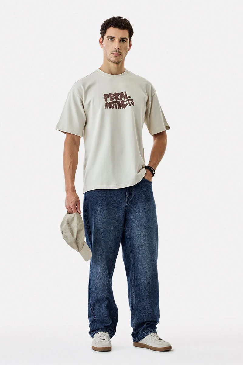 SNITCH Feral Instincts Digital Puff Print Oversized T-Shirt